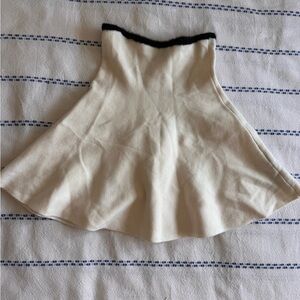 ZARA White Knit A-Line Mini Skirt S High Rise Elastic Waist
